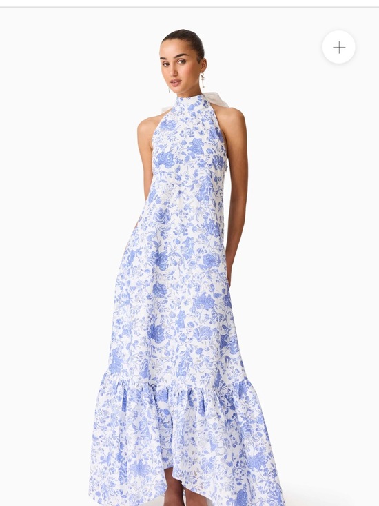 elliatt elin blue & white floral halter neck open back maxi gown dress large NEW - Picture 12 of 12